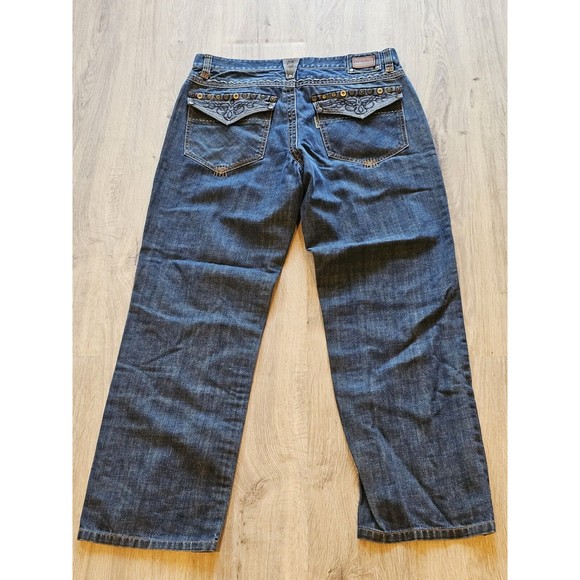 Parish Nation Health Wealth Wisdom Men Denim Jeans Sz 36 Hip Hop Rap Embroidered